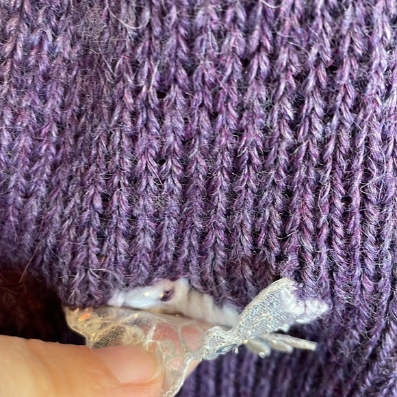 Women’s Peruvianan Link Alpaca cardigan sweater XL purple open front. Repaired - Picture 5 of 15